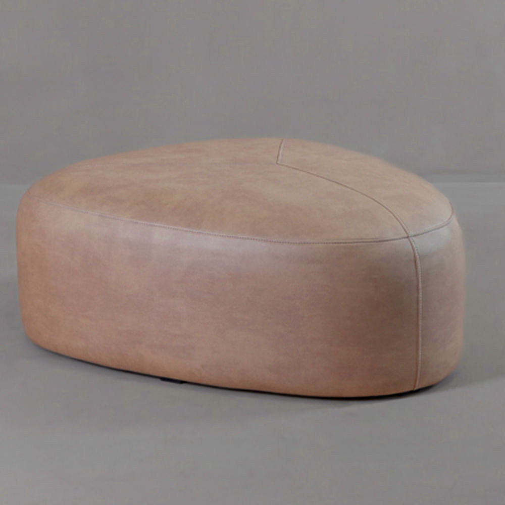 Puff Oslo baixo P_Couro Natural Sand